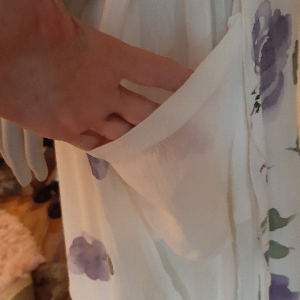 CHIFFON 100% RAYON MAXI DRESS FULLY LINED SMALL - Picture 6 of 8